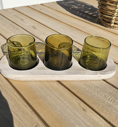 Planche en bois + 3 verres Beldi